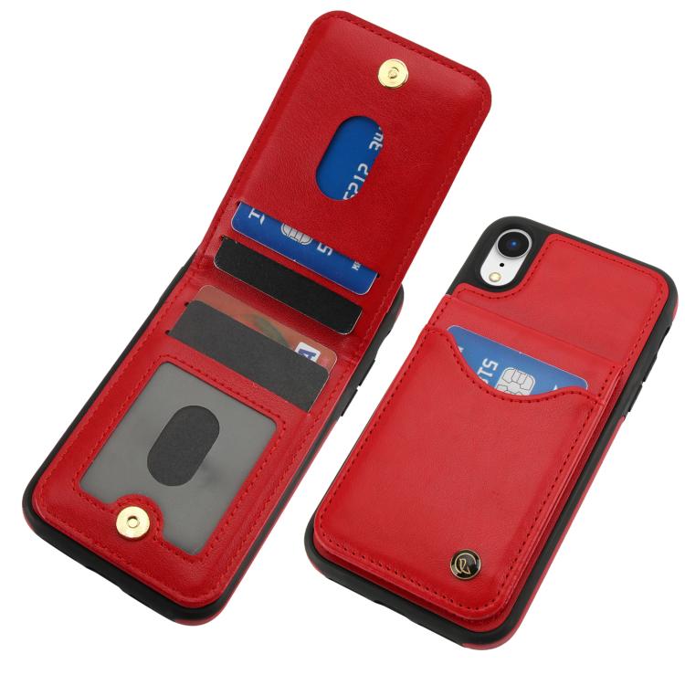 For iPhone X / XS AwQuer Vertical Flip Card Bag Holder Leather Phone Case(Red)