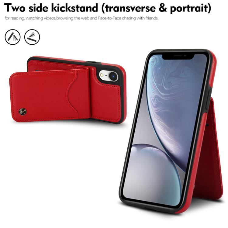 For iPhone X / XS AwQuer Vertical Flip Card Bag Holder Leather Phone Case(Red)