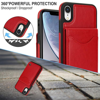 For iPhone X / XS AwQuer Vertical Flip Card Bag Holder Leather Phone Case(Red)