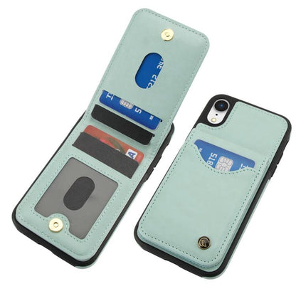For iPhone X / XS AwQuer Vertical Flip Card Bag Holder Leather Phone Case(Green)