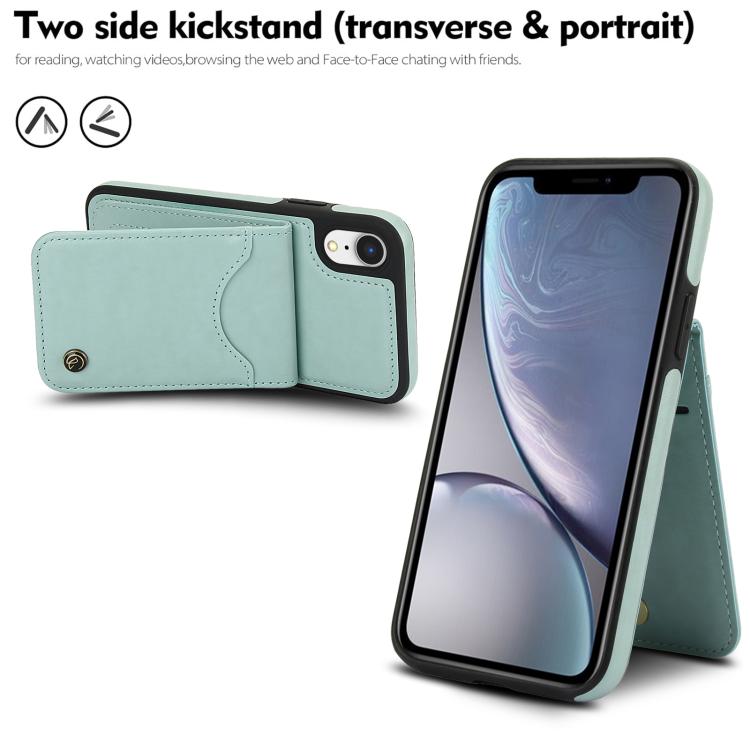 For iPhone X / XS AwQuer Vertical Flip Card Bag Holder Leather Phone Case(Green)