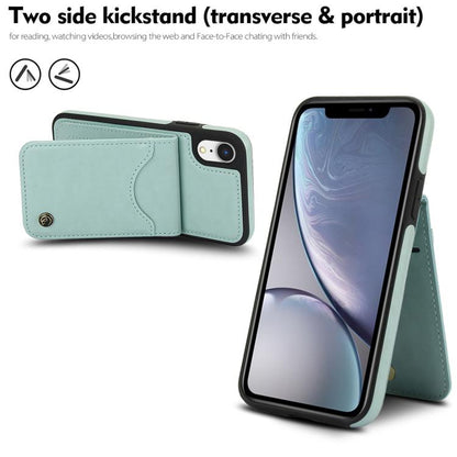 For iPhone X / XS AwQuer Vertical Flip Card Bag Holder Leather Phone Case(Green)