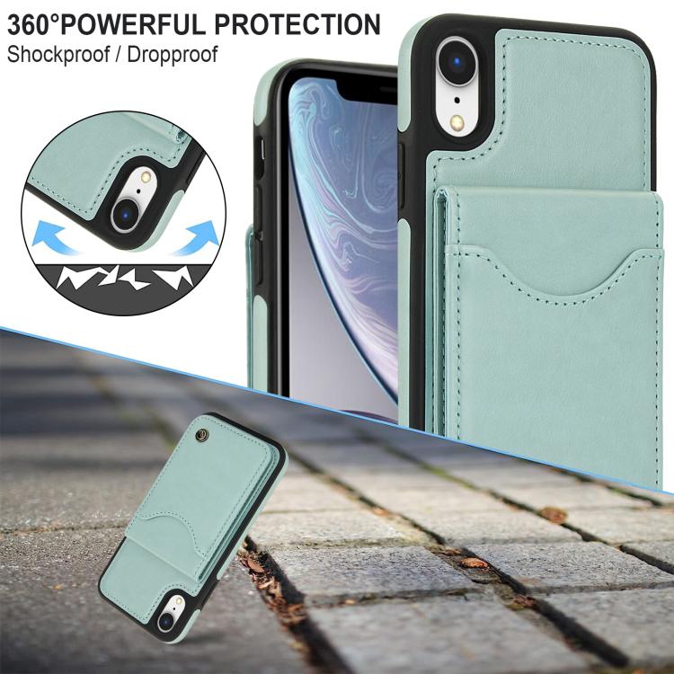 For iPhone X / XS AwQuer Vertical Flip Card Bag Holder Leather Phone Case(Green)