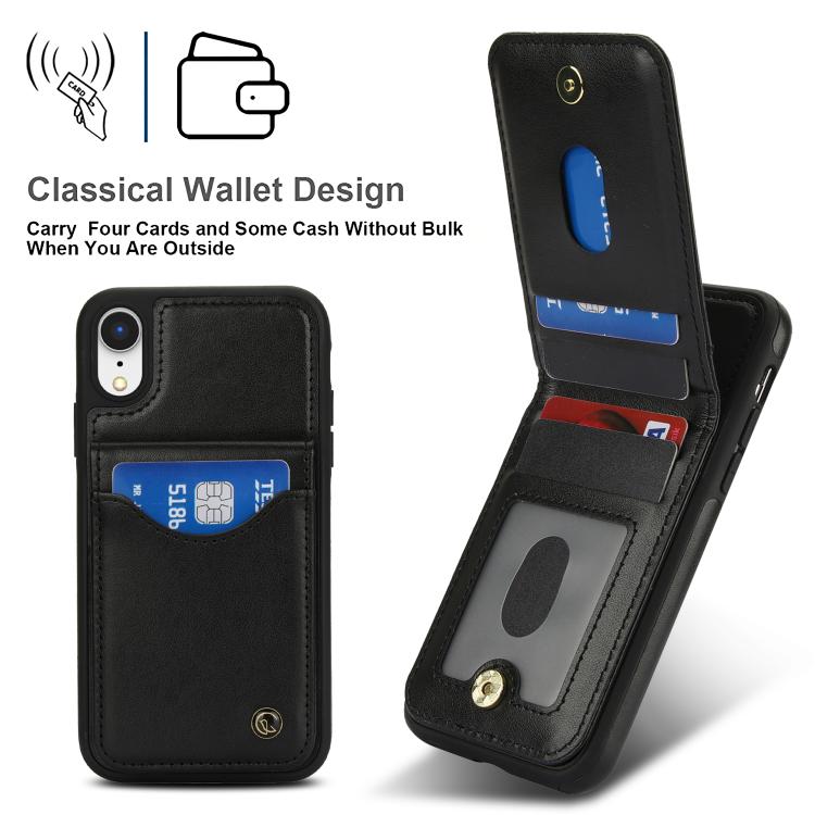 For iPhone XR AwQuer Vertical Flip Card Bag Holder Leather Phone Case(Black)
