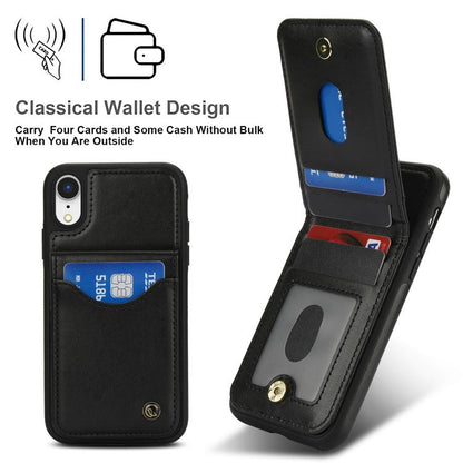 For iPhone XR AwQuer Vertical Flip Card Bag Holder Leather Phone Case(Black)