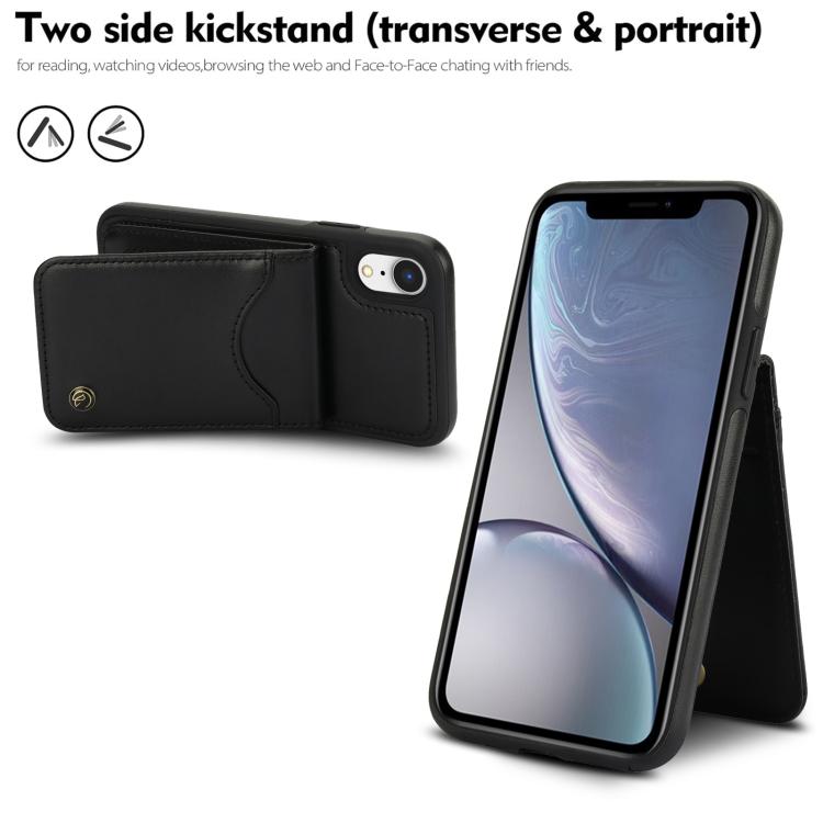 For iPhone XR AwQuer Vertical Flip Card Bag Holder Leather Phone Case(Black)