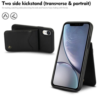 For iPhone XR AwQuer Vertical Flip Card Bag Holder Leather Phone Case(Black)