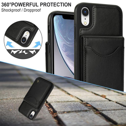 For iPhone XR AwQuer Vertical Flip Card Bag Holder Leather Phone Case(Black)