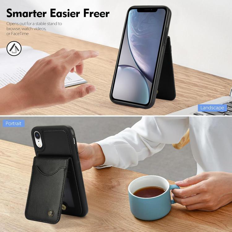 For iPhone XR AwQuer Vertical Flip Card Bag Holder Leather Phone Case(Black)