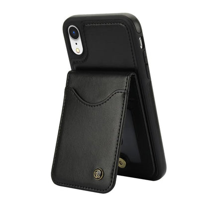 For iPhone XR AwQuer Vertical Flip Card Bag Holder Leather Phone Case(Black)