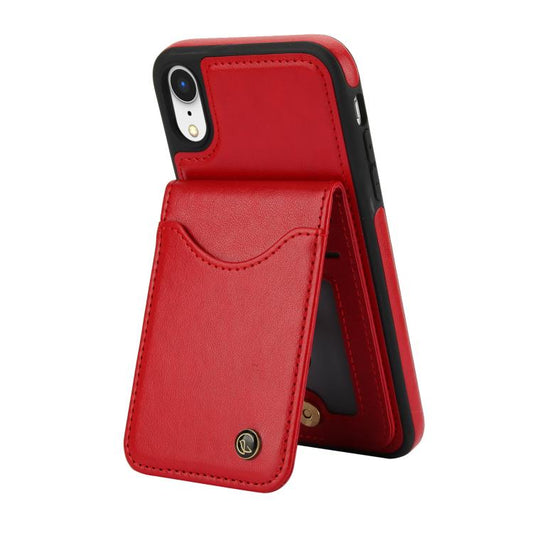 For iPhone XR AwQuer Vertical Flip Card Bag Holder Leather Phone Case(Red)