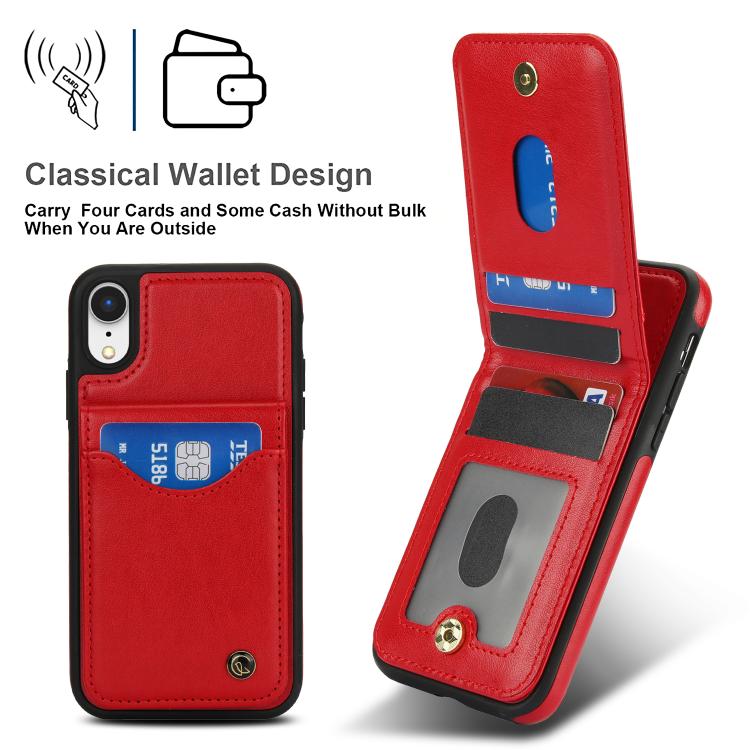 For iPhone XR AwQuer Vertical Flip Card Bag Holder Leather Phone Case(Red)