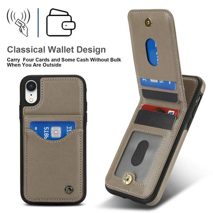 For iPhone XR AwQuer Vertical Flip Card Bag Holder Leather Phone Case(Grey)