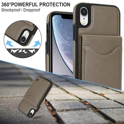 For iPhone XR AwQuer Vertical Flip Card Bag Holder Leather Phone Case(Grey)