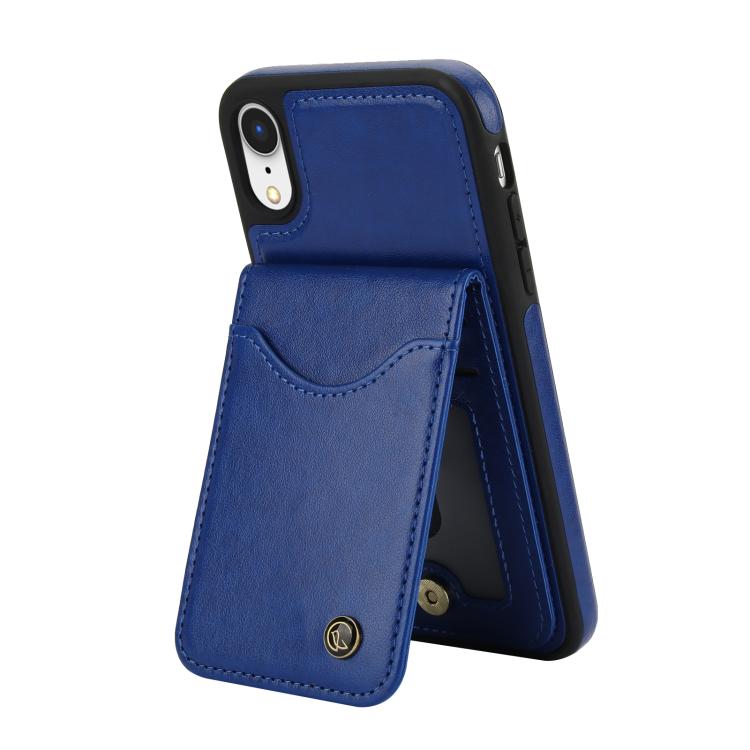 For iPhone XR AwQuer Vertical Flip Card Bag Holder Leather Phone Case(Blue)