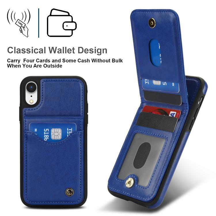For iPhone XR AwQuer Vertical Flip Card Bag Holder Leather Phone Case(Blue)