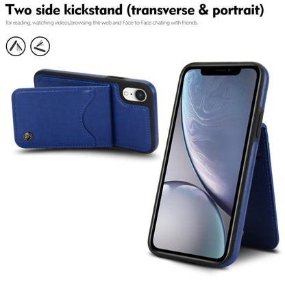 For iPhone XR AwQuer Vertical Flip Card Bag Holder Leather Phone Case(Blue)