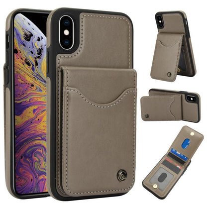 For iPhone XS Max AwQuer Vertical Flip Card Bag Holder Leather Phone Case(Grey)