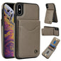 For iPhone XS Max AwQuer Vertical Flip Card Bag Holder Leather Phone Case(Grey)