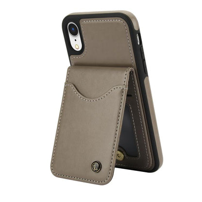 For iPhone XS Max AwQuer Vertical Flip Card Bag Holder Leather Phone Case(Grey)