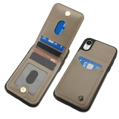 For iPhone XS Max AwQuer Vertical Flip Card Bag Holder Leather Phone Case(Grey)
