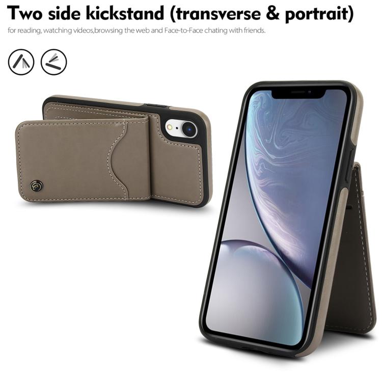 For iPhone XS Max AwQuer Vertical Flip Card Bag Holder Leather Phone Case(Grey)