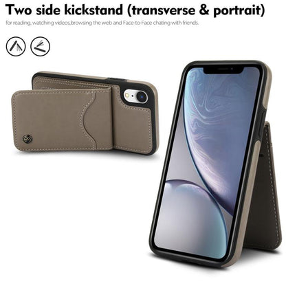 For iPhone XS Max AwQuer Vertical Flip Card Bag Holder Leather Phone Case(Grey)