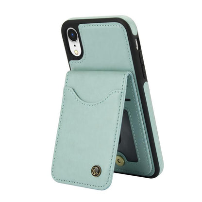 For iPhone XS Max AwQuer Vertical Flip Card Bag Holder Leather Phone Case(Green)