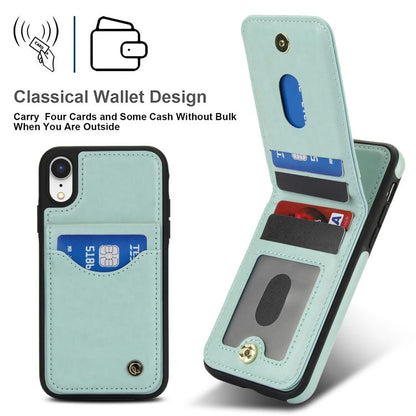 For iPhone XS Max AwQuer Vertical Flip Card Bag Holder Leather Phone Case(Green)
