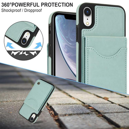 For iPhone XS Max AwQuer Vertical Flip Card Bag Holder Leather Phone Case(Green)