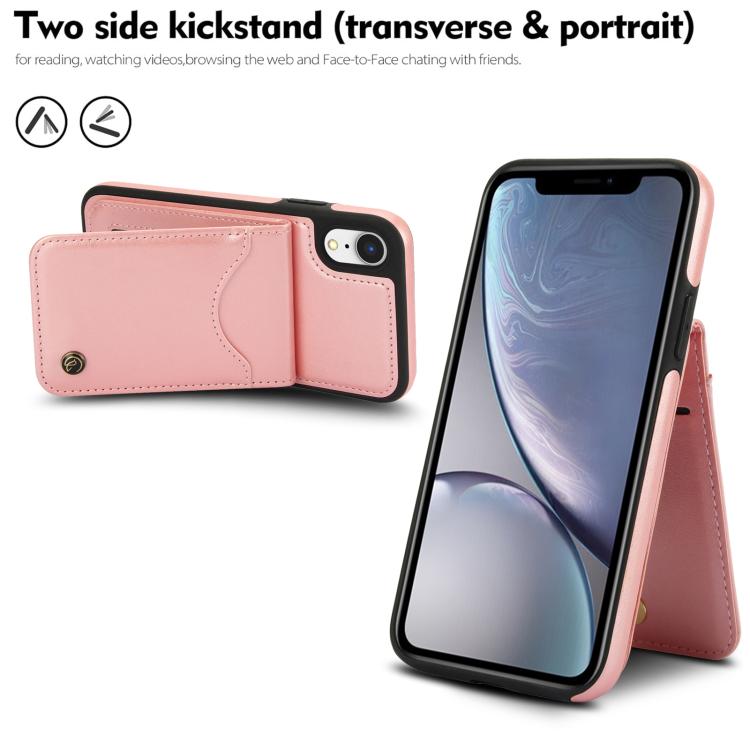 For iPhone XS Max AwQuer Vertical Flip Card Bag Holder Leather Phone Case(Rose Gold)