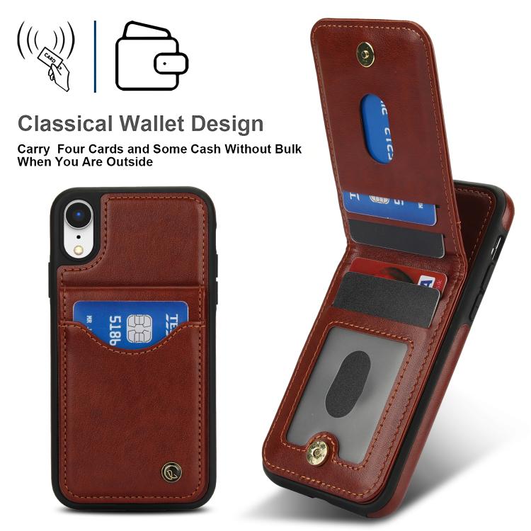For iPhone XS Max AwQuer Vertical Flip Card Bag Holder Leather Phone Case(Brown)