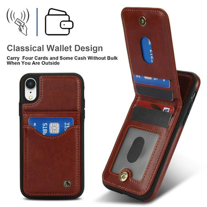 For iPhone XS Max AwQuer Vertical Flip Card Bag Holder Leather Phone Case(Brown)