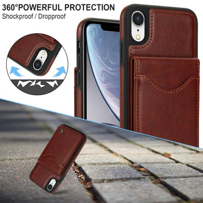 For iPhone XS Max AwQuer Vertical Flip Card Bag Holder Leather Phone Case(Brown)