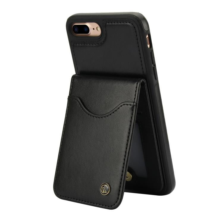 For iPhone 7 Plus / 8 Plus AwQuer Vertical Flip Card Bag Holder Leather Phone Case(Black)