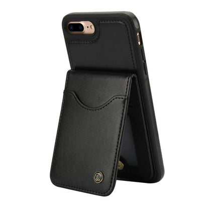 For iPhone 7 Plus / 8 Plus AwQuer Vertical Flip Card Bag Holder Leather Phone Case(Black)