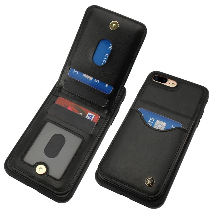 For iPhone 7 Plus / 8 Plus AwQuer Vertical Flip Card Bag Holder Leather Phone Case(Black)
