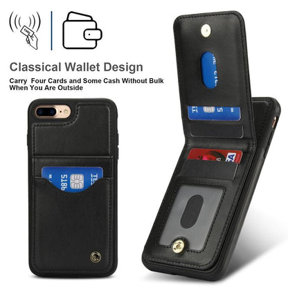 For iPhone 7 Plus / 8 Plus AwQuer Vertical Flip Card Bag Holder Leather Phone Case(Black)