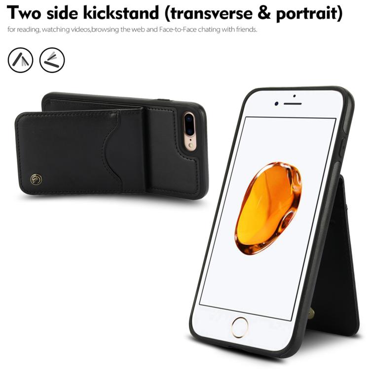 For iPhone 7 Plus / 8 Plus AwQuer Vertical Flip Card Bag Holder Leather Phone Case(Black)