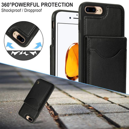 For iPhone 7 Plus / 8 Plus AwQuer Vertical Flip Card Bag Holder Leather Phone Case(Black)