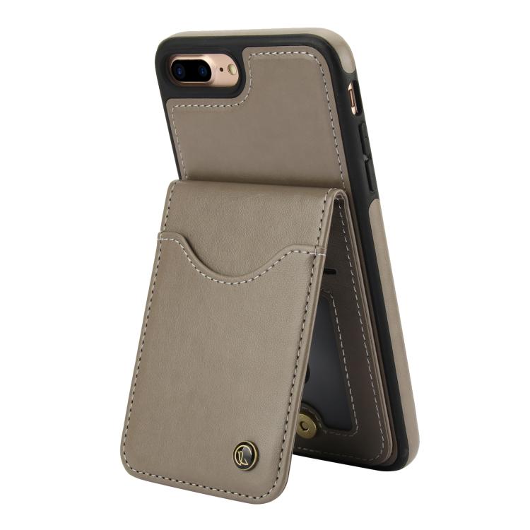 For iPhone 7 Plus / 8 Plus AwQuer Vertical Flip Card Bag Holder Leather Phone Case(Grey)