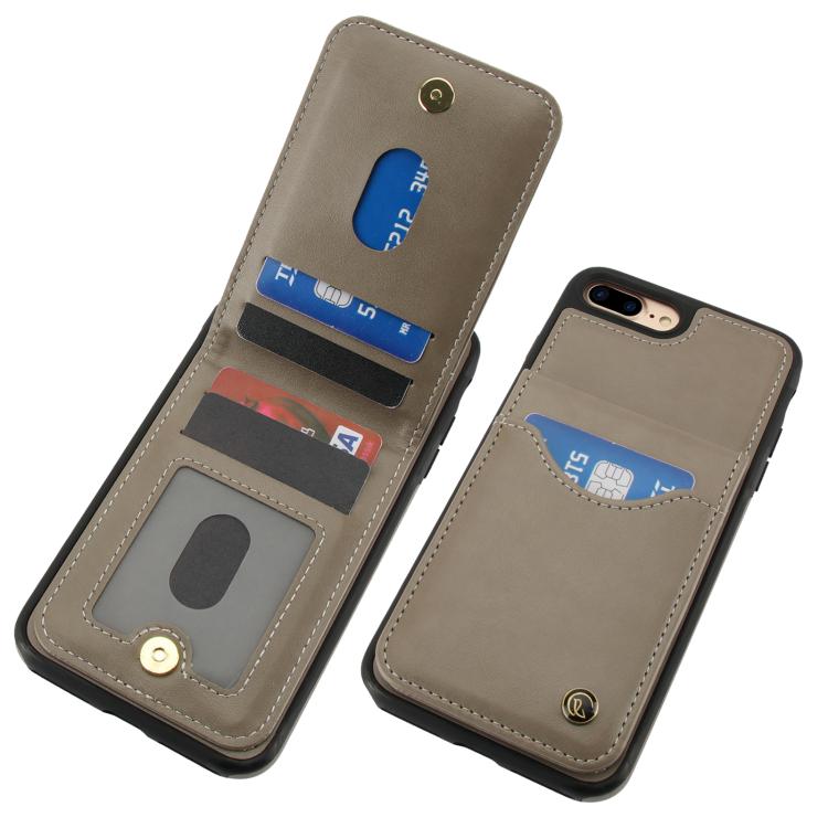 For iPhone 7 Plus / 8 Plus AwQuer Vertical Flip Card Bag Holder Leather Phone Case(Grey)