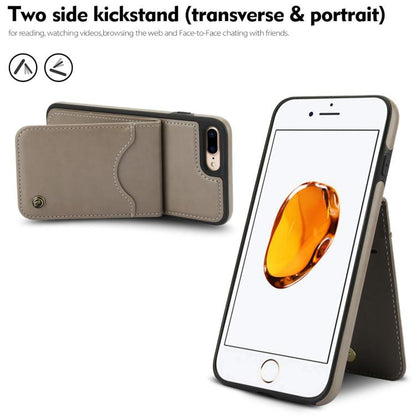 For iPhone 7 Plus / 8 Plus AwQuer Vertical Flip Card Bag Holder Leather Phone Case(Grey)