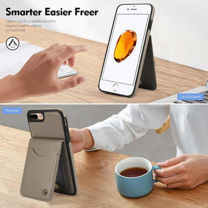 For iPhone 7 Plus / 8 Plus AwQuer Vertical Flip Card Bag Holder Leather Phone Case(Grey)
