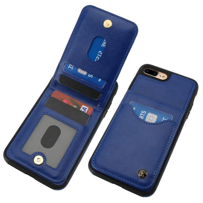 For iPhone 7 Plus / 8 Plus AwQuer Vertical Flip Card Bag Holder Leather Phone Case(Blue)