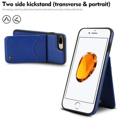 For iPhone 7 Plus / 8 Plus AwQuer Vertical Flip Card Bag Holder Leather Phone Case(Blue)