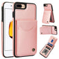 For iPhone 7 Plus / 8 Plus AwQuer Vertical Flip Card Bag Holder Leather Phone Case(Rose Gold)