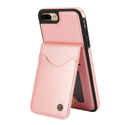For iPhone 7 Plus / 8 Plus AwQuer Vertical Flip Card Bag Holder Leather Phone Case(Rose Gold)