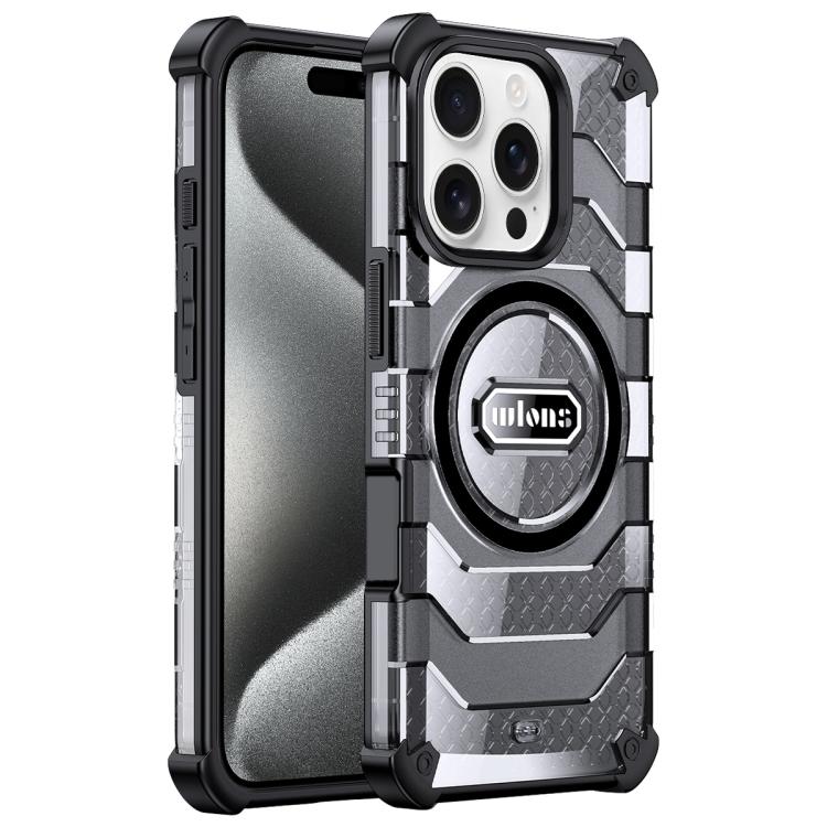 Pour iPhone 15 Pro Max, coque magnétique MagSafe hybride PC TPU wlons Explorer Series (noir)