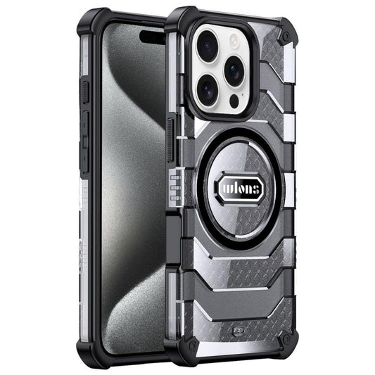 For iPhone 15 Pro Max wlons Explorer Series PC Hybrid TPU MagSafe Magnetic Case(Black)